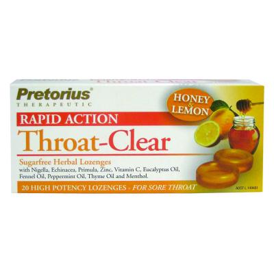 Pretorius Throat-Clear Lozenges Honey & Lemon 20 Pack